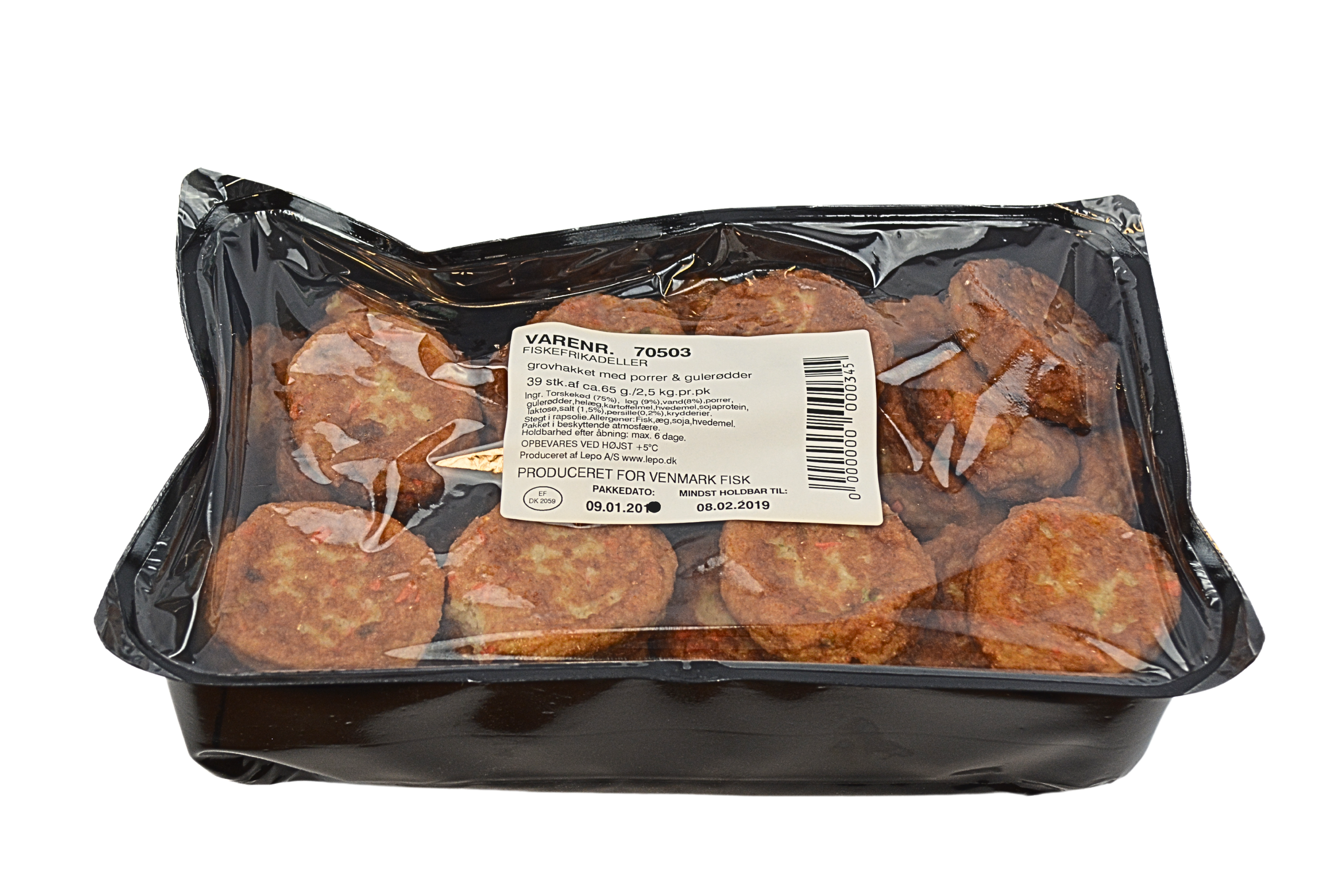 Fiskedeller m. porre/gulerødder